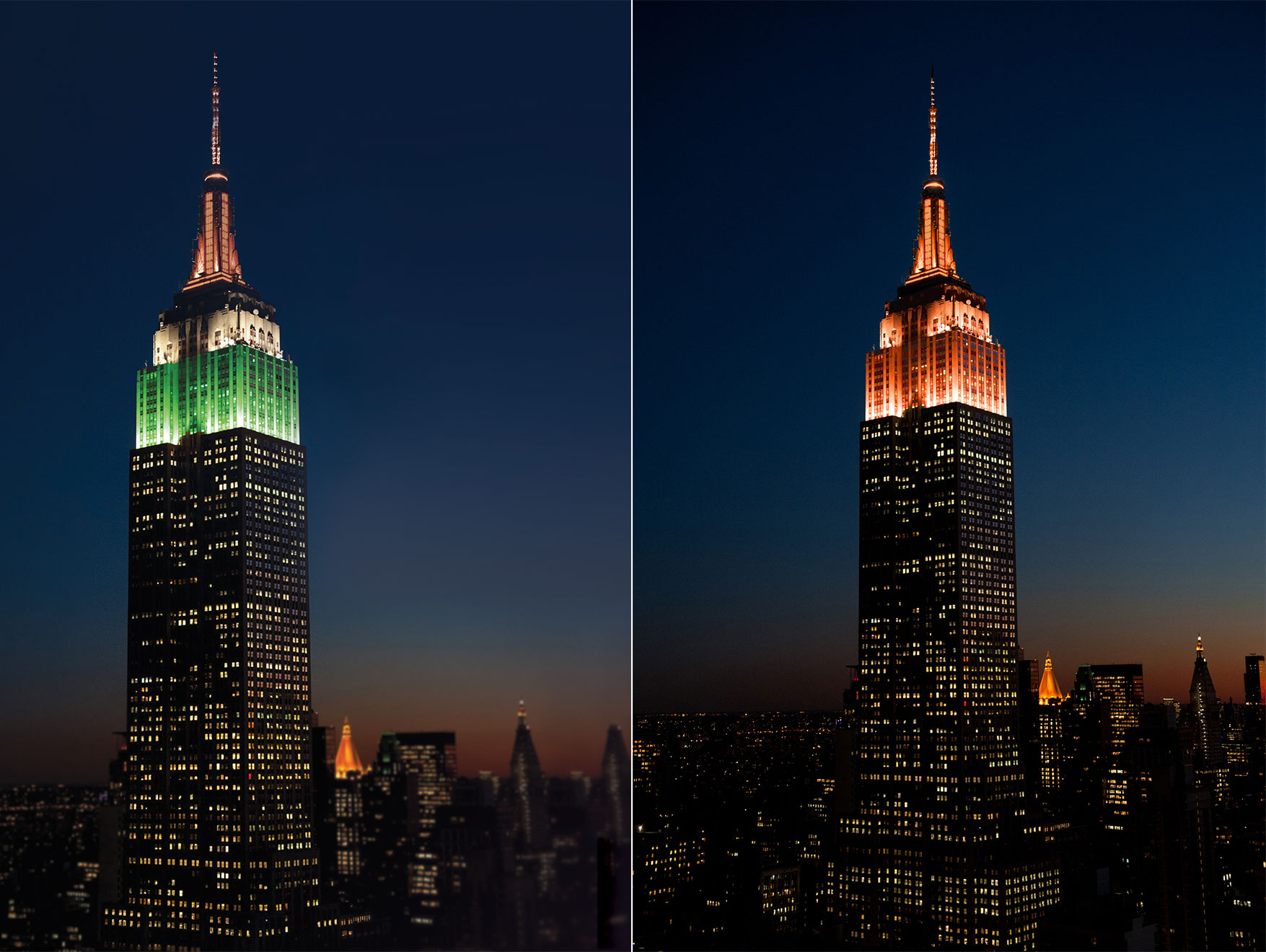 Empire state building tricolor and diwali lighting